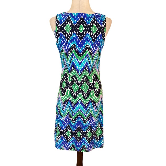 Jude Connally Beth Bright Royal Blue Waves Chevron Zigzag Sheath Slip Dress - S - Picture 6 of 9
